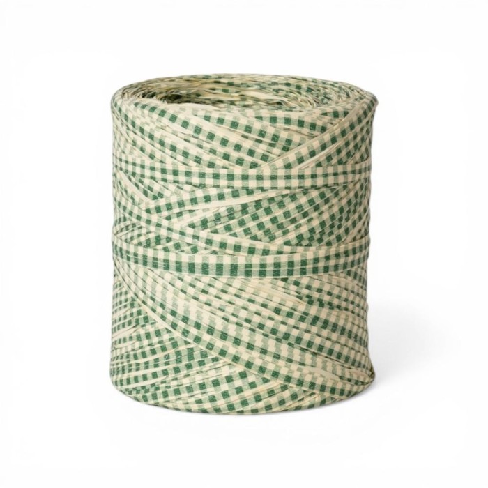 RAFFIA SPOLETTE 15MMX200M VERDE BIANCO A QUADRI